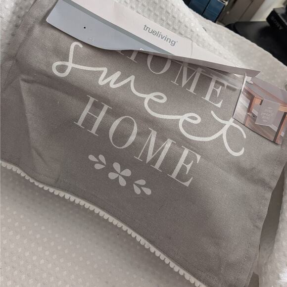 NWT! TRUE LIVING! GRAY & WHITE TABLE RUNNER, "HOME SWEET HOME!" 13" X 68" - Picture 1 of 9